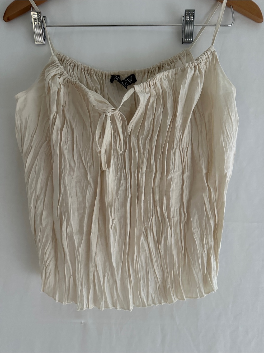 J.Crew NWOT Cream Pleated Tie-Front Camisole